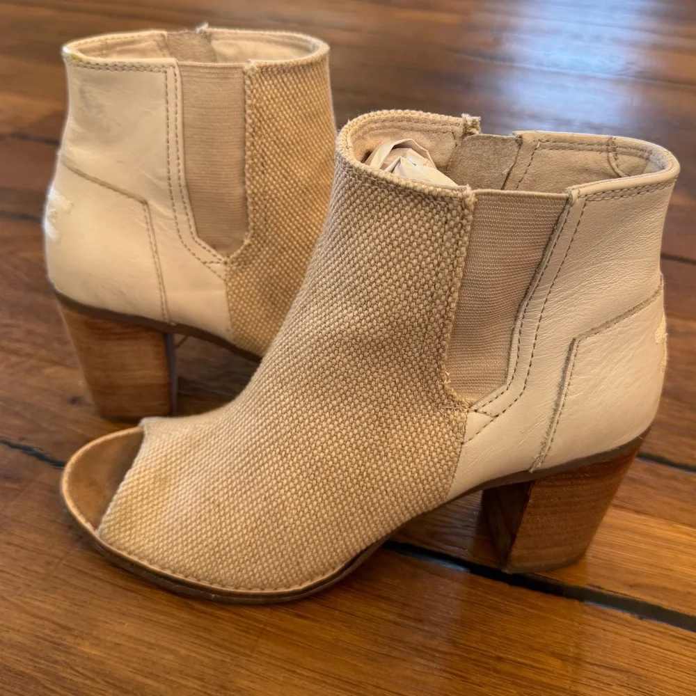 Toms Cream Open-Toe Ankle Boots